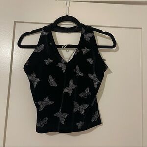 Y2k vintage butterfly halter tank top